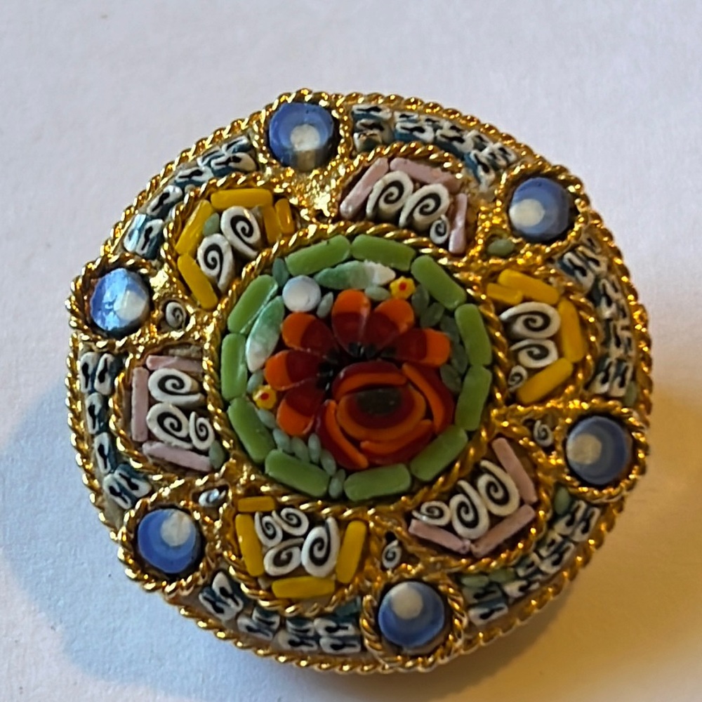Italy antique Micro Mosaic brooch